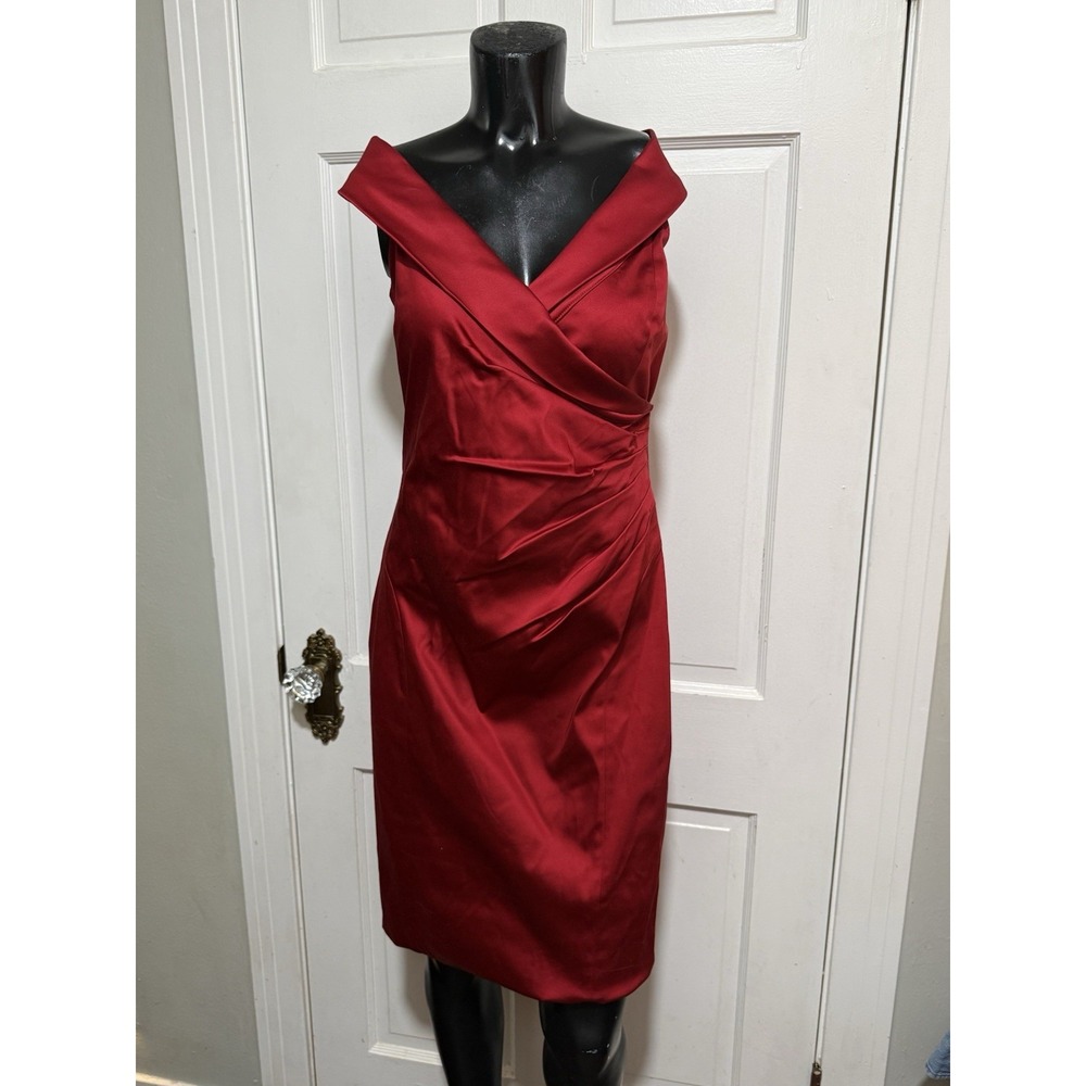 Red Womens Mother Of The Bride Off Shoulder Short Formal Dress Size 10 Pageant
